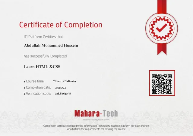 HTML & CSS certificate preview