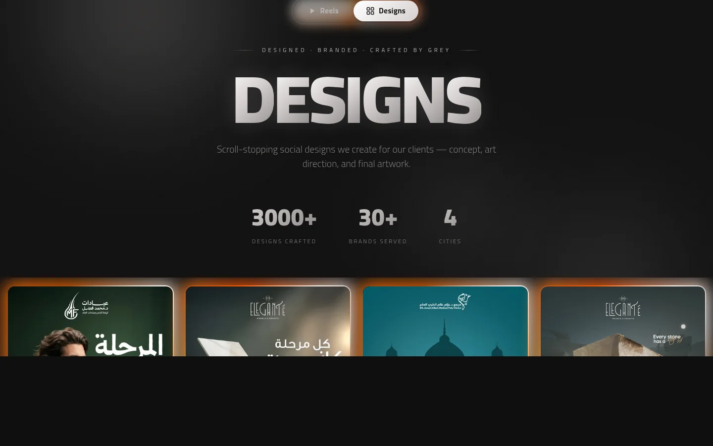 Grey Agency designs portfolio page